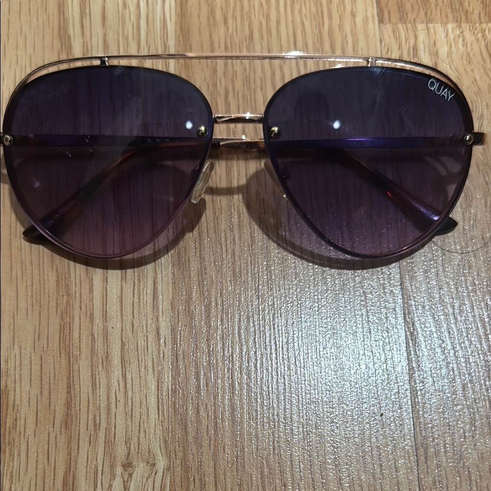 Quay Gold and Purple Aviator Sunglasses